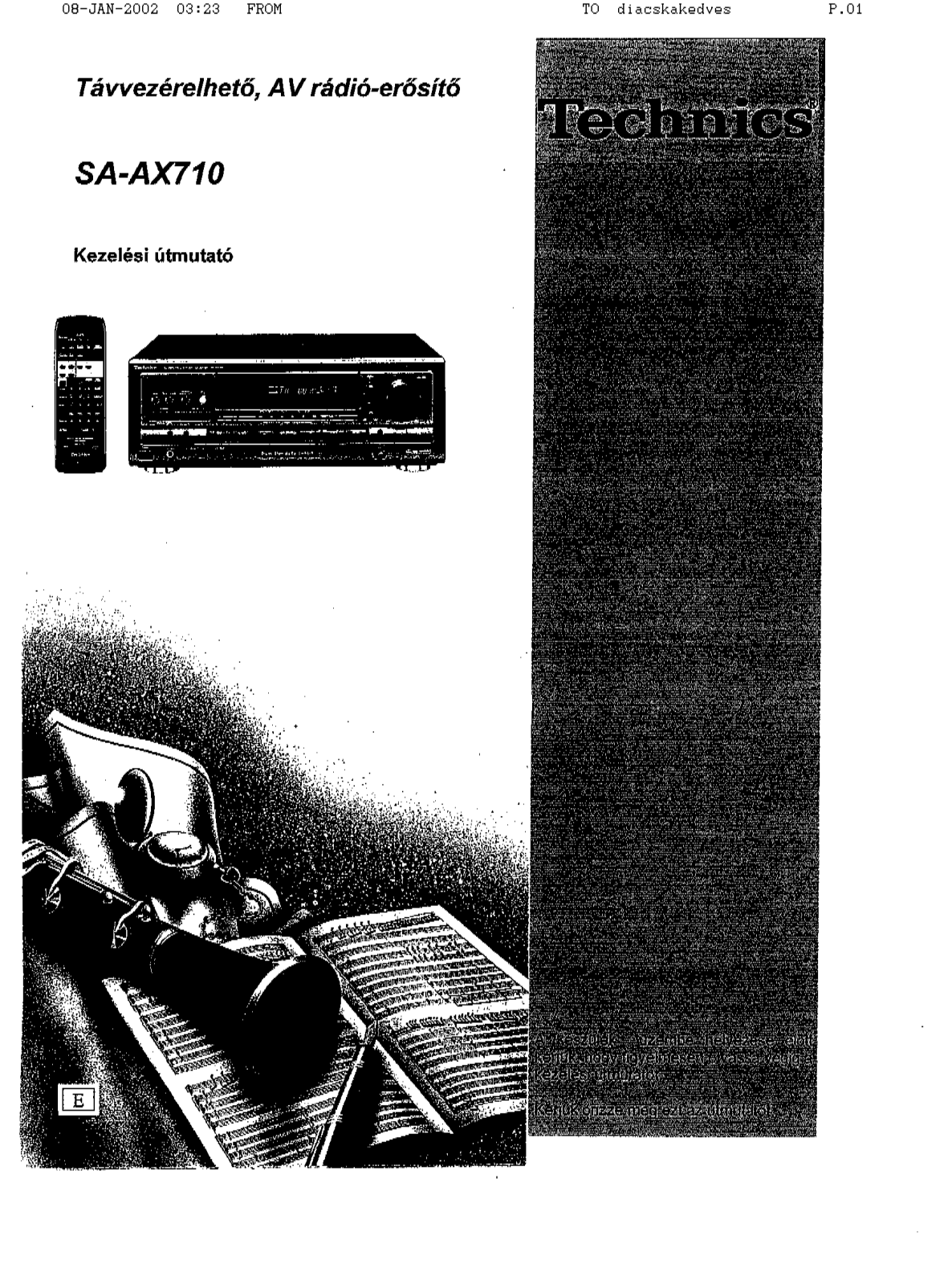 Panasonic SA-AX710 User Manual