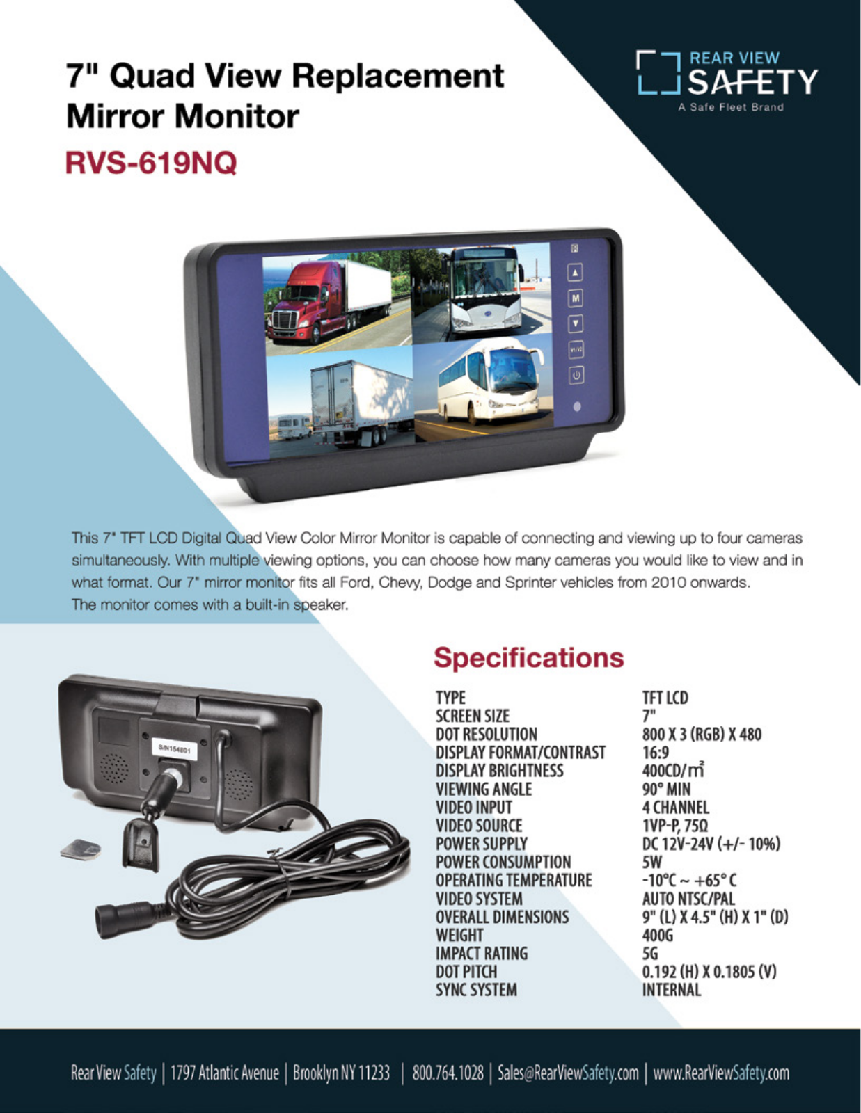 RVS Systems RVS-2782, RVS-619NQ Specsheet