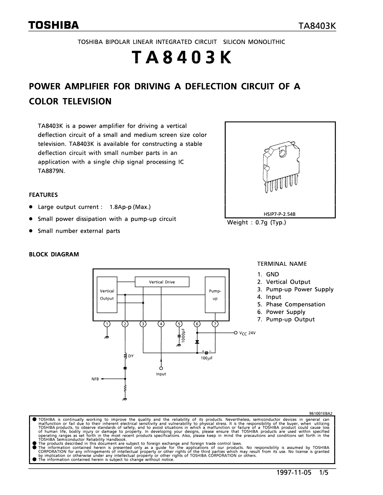 TOSHIBA TA8403K Datasheet