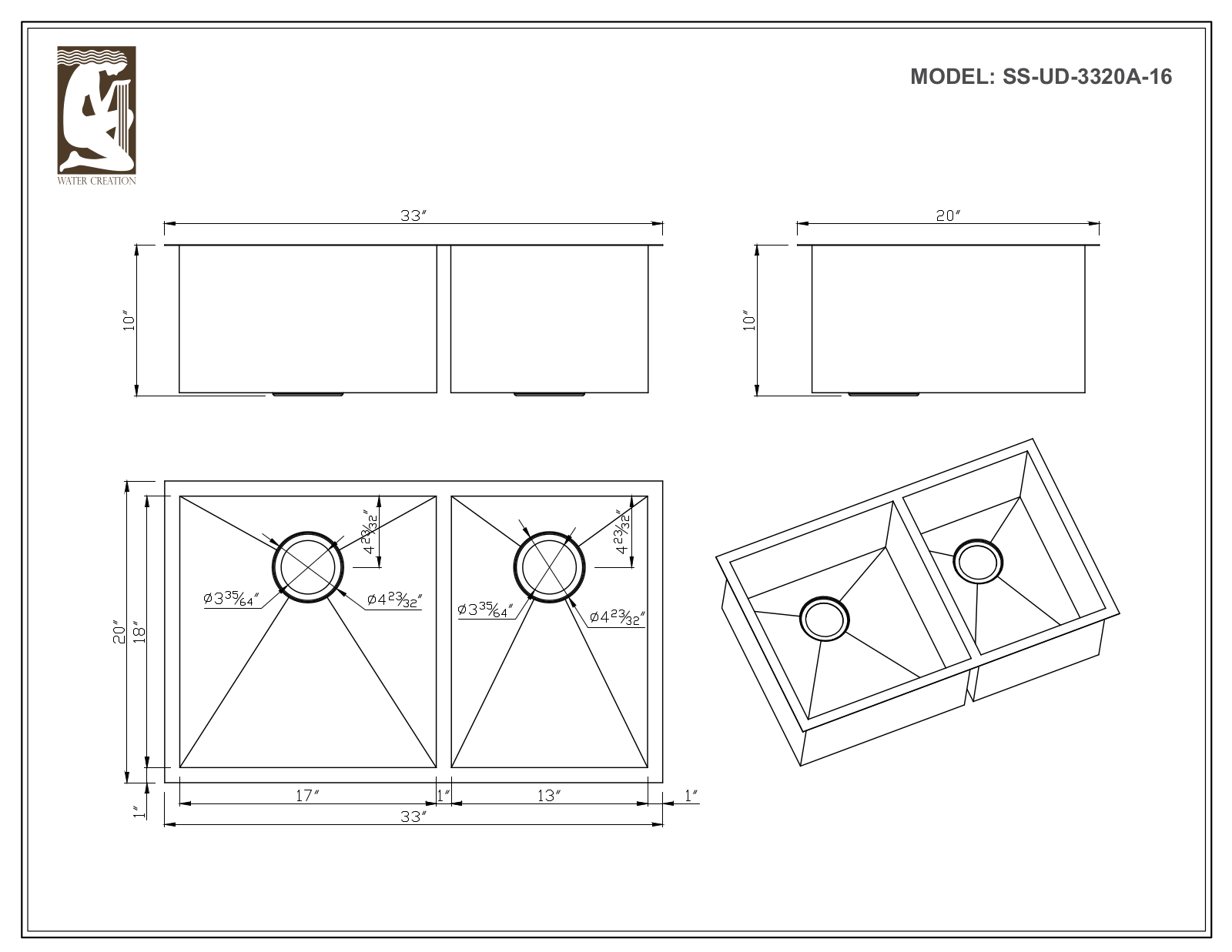 Water Creation SSSGUD3220A, SSU3320A, SSSGUD3320A16, SSSUD3320A16, SSUD3320A16 User Manual