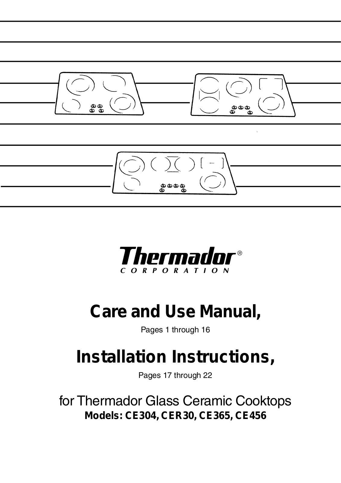 Thermador CE456, CE304, CER30, CE365 User Manual