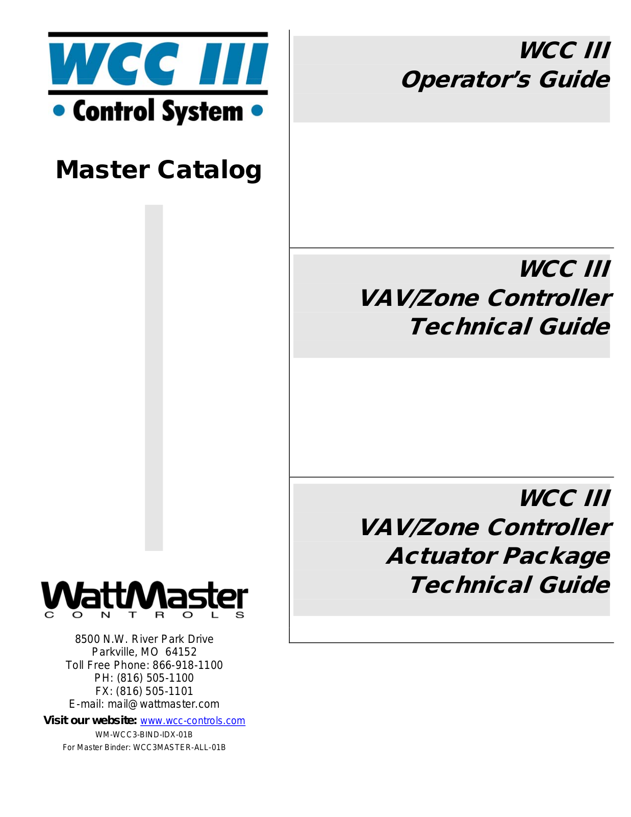 WattMaster WM-WCC3-TGD-01B User Manual