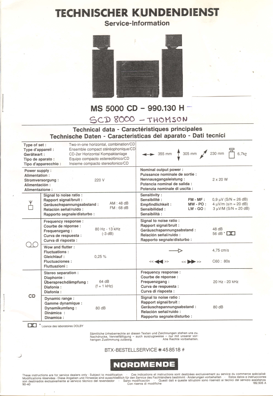 SONY SCD8000 Service Manual