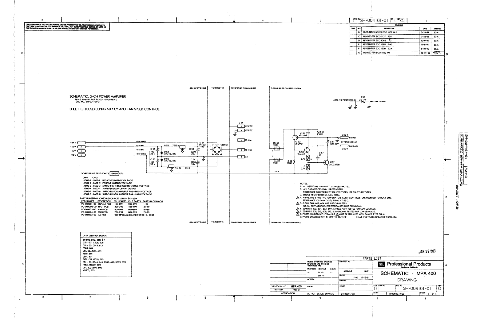 JBL MPA-400 Schematic