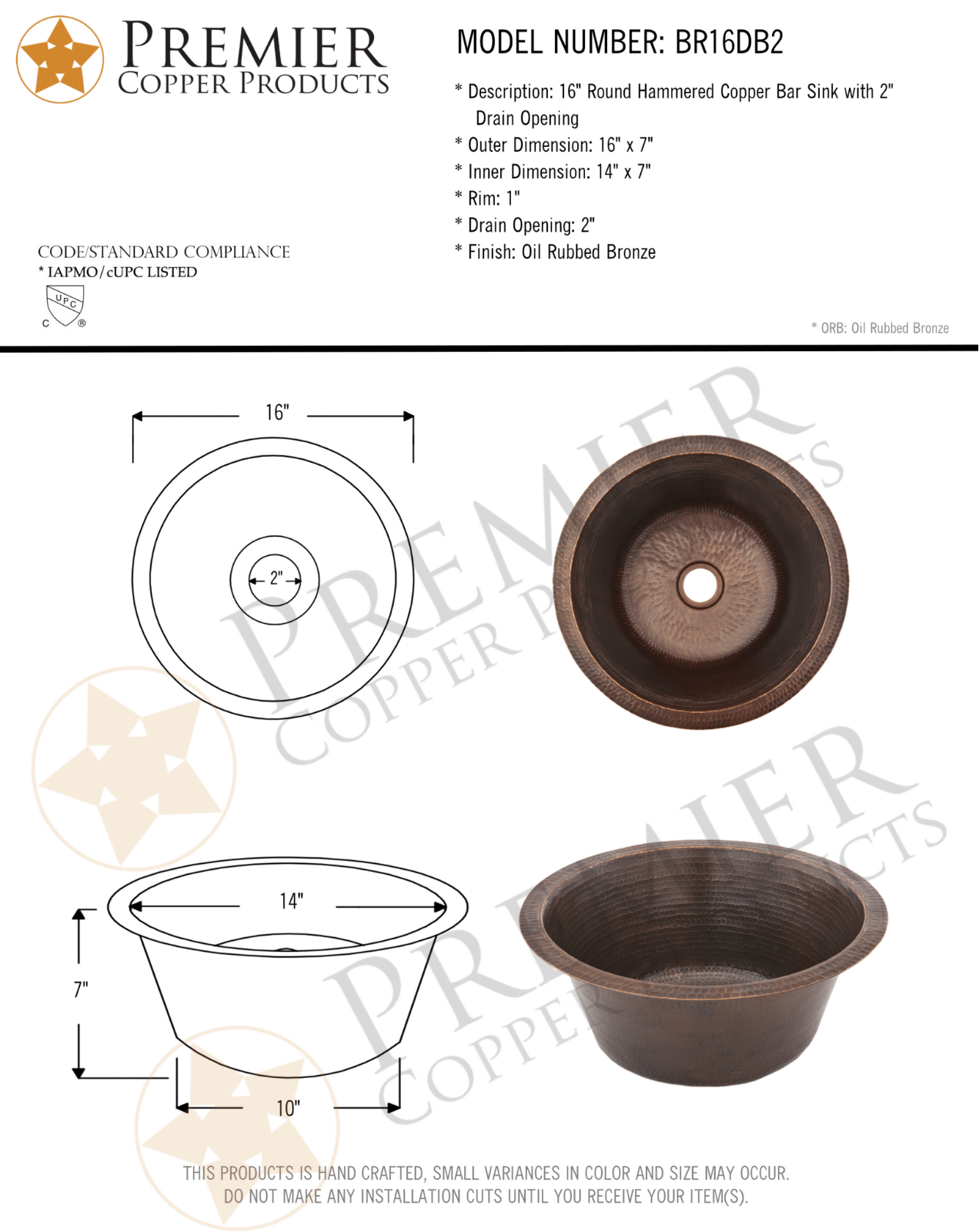 Premier Copper Products IER1032 Specifications - ManualMachine.com