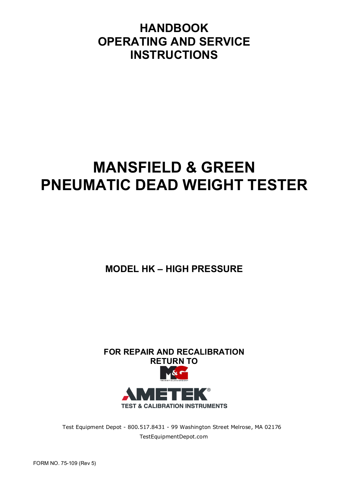 Ametek Ametek HK-1000 Manual