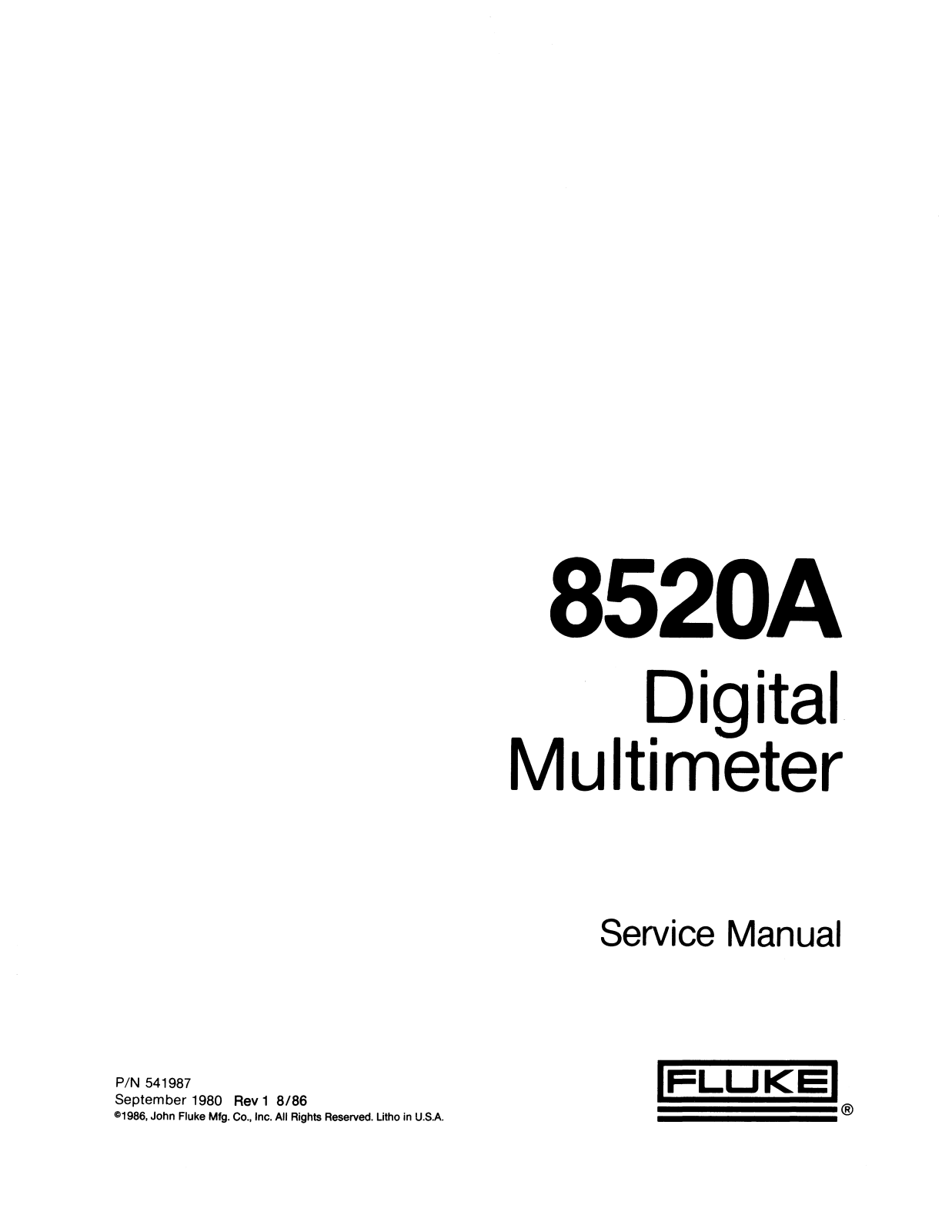 Fluke 8520A Service Manual