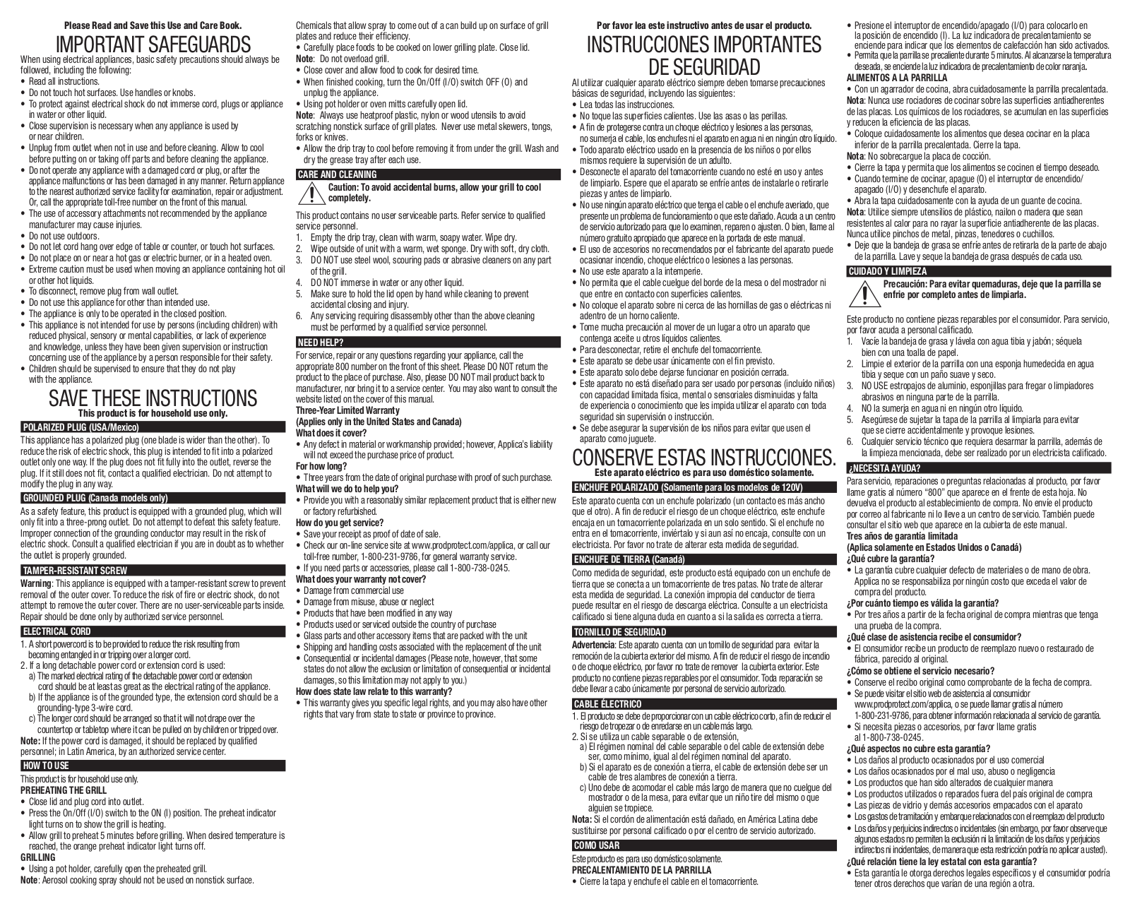 George Foreman GR0060 User Manual