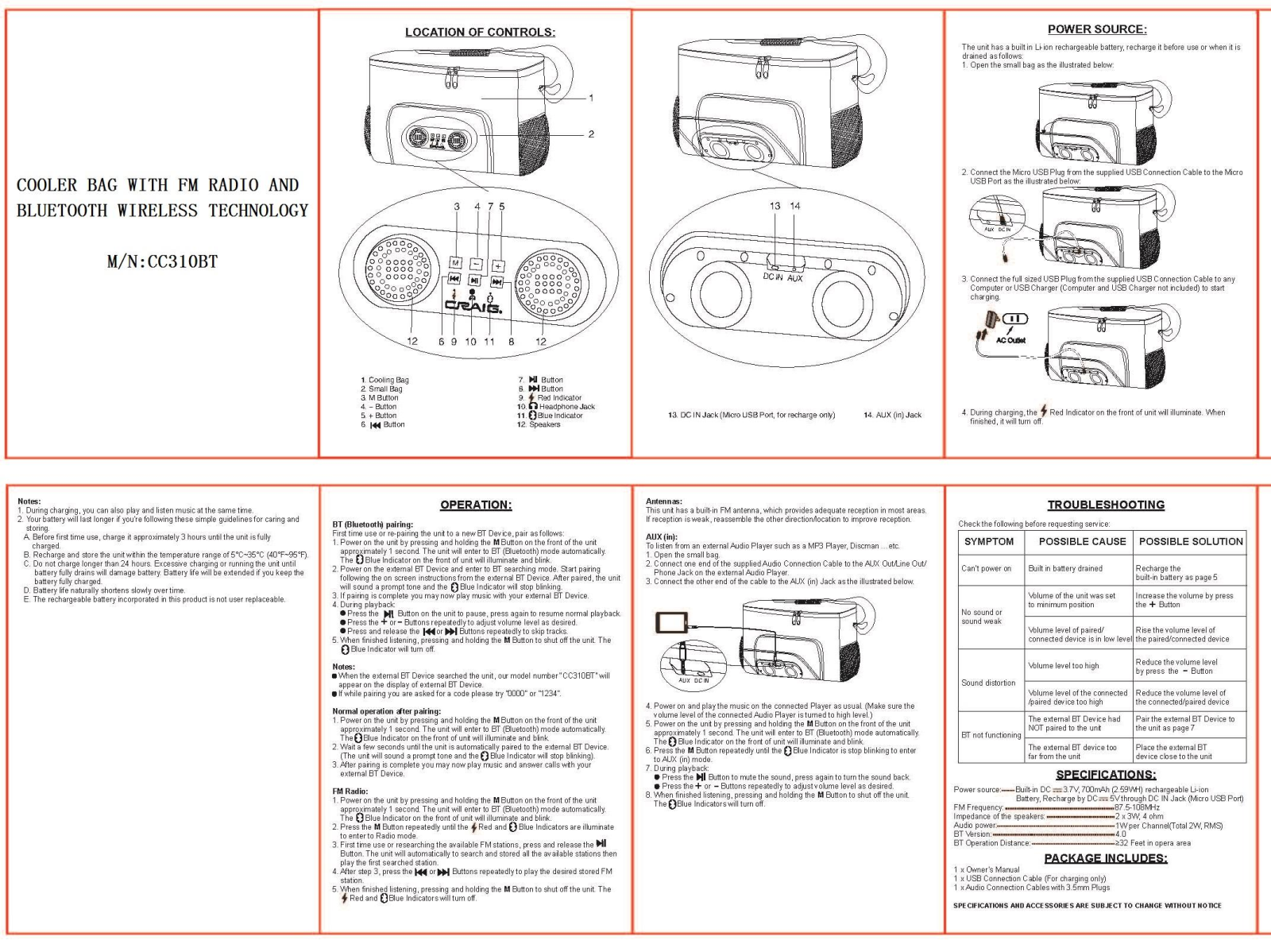 YYW Tech CC310BT User Manual