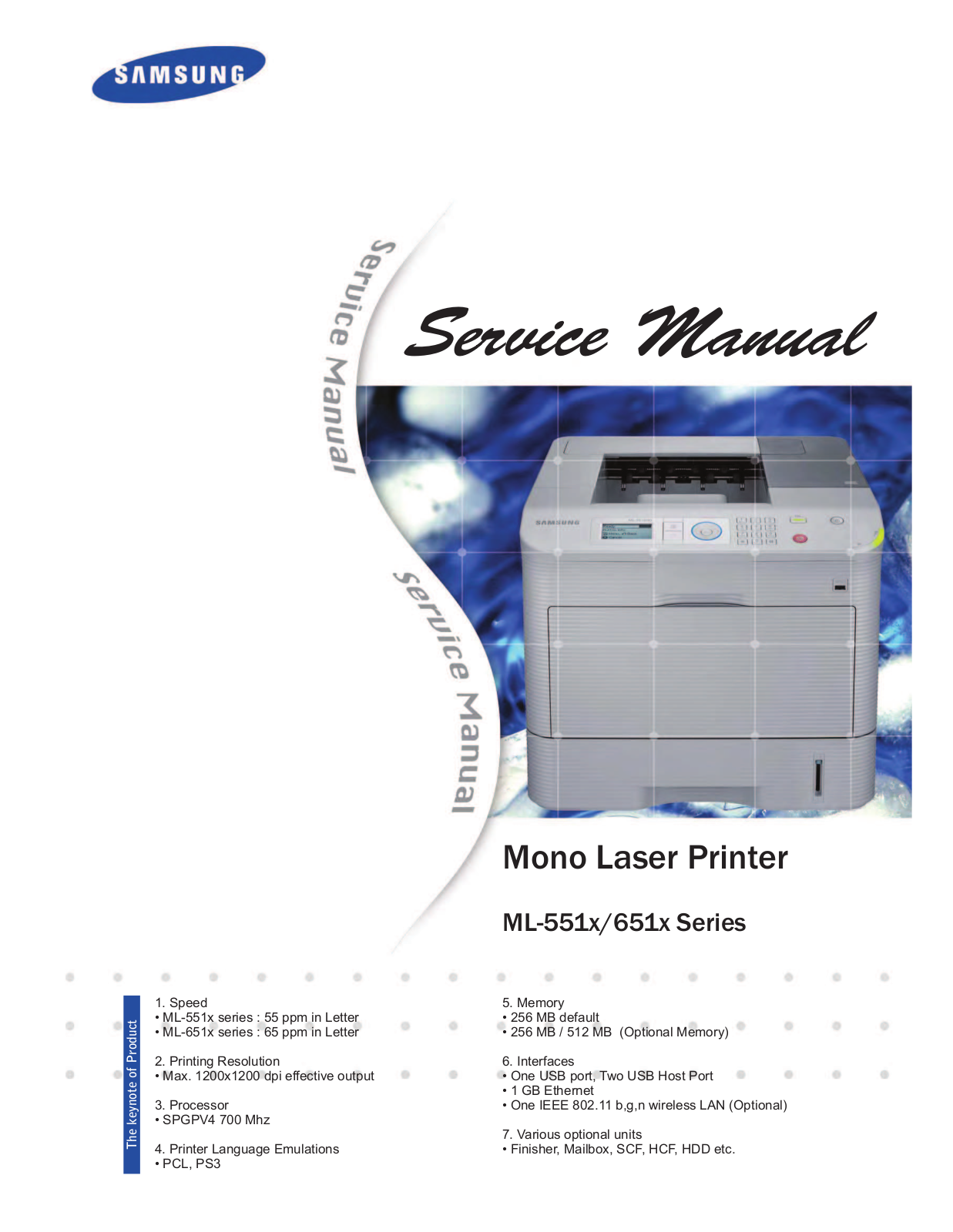 Samsung ML-5510, ML-6510, ML-5512, ML-6512 Service Manual and Parts Catalog