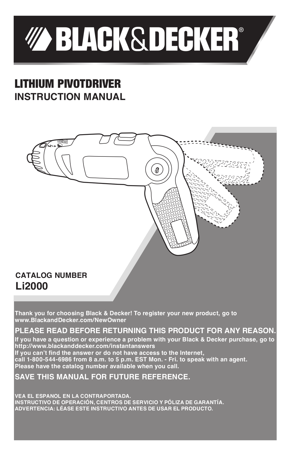 Black & Decker Li200, LI2000 User Manual