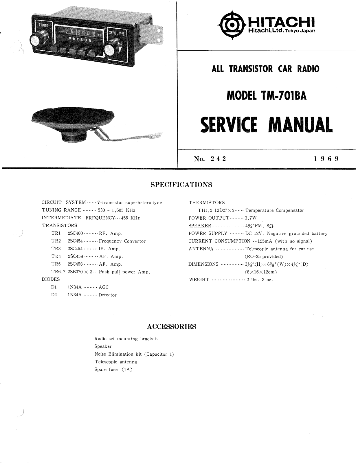 Hitachi TM-701-BA Service manual