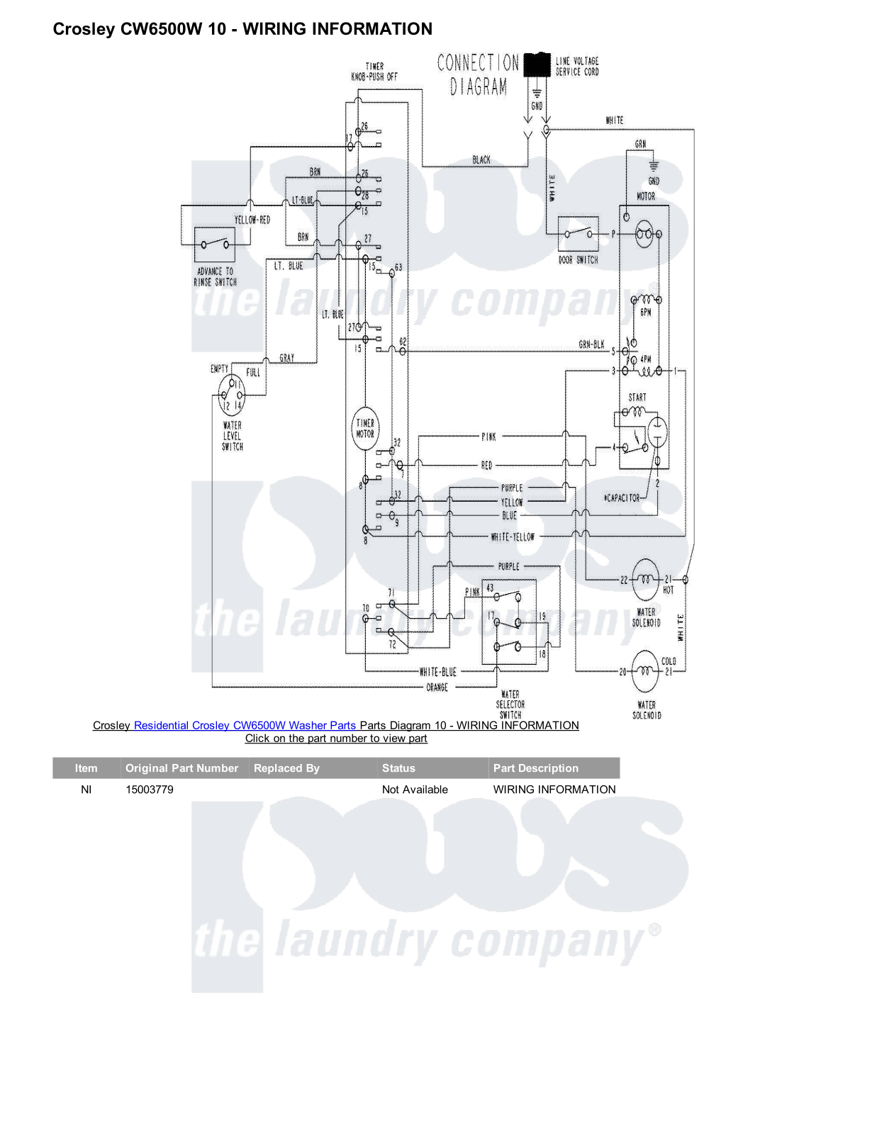 Crosley CW6500W Parts Diagram