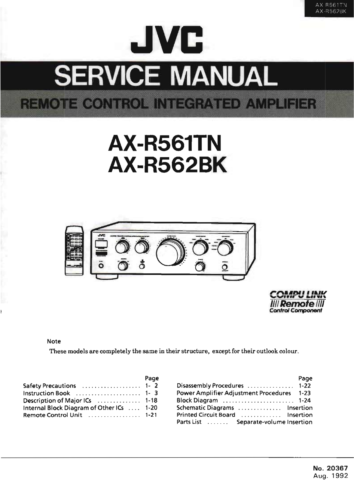 Jvc AX-R562BK, AX-R561TN Service Manual