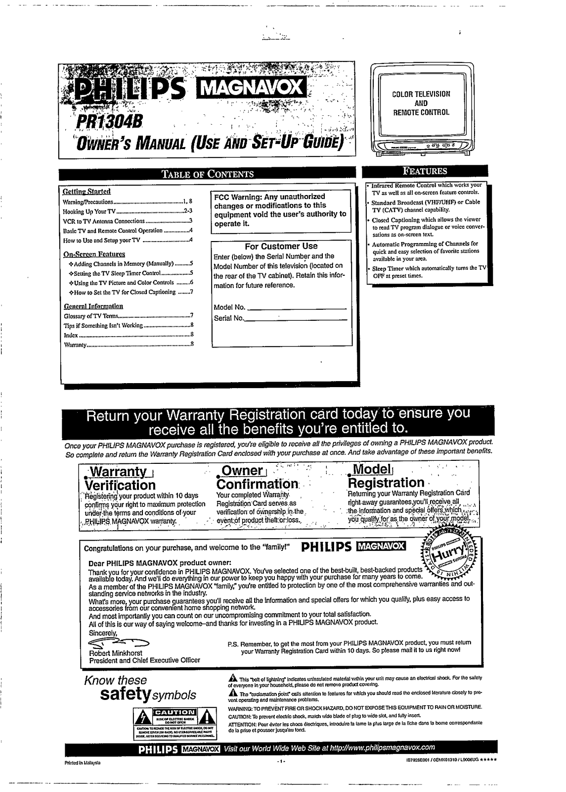 Philips PR1304B User Manual