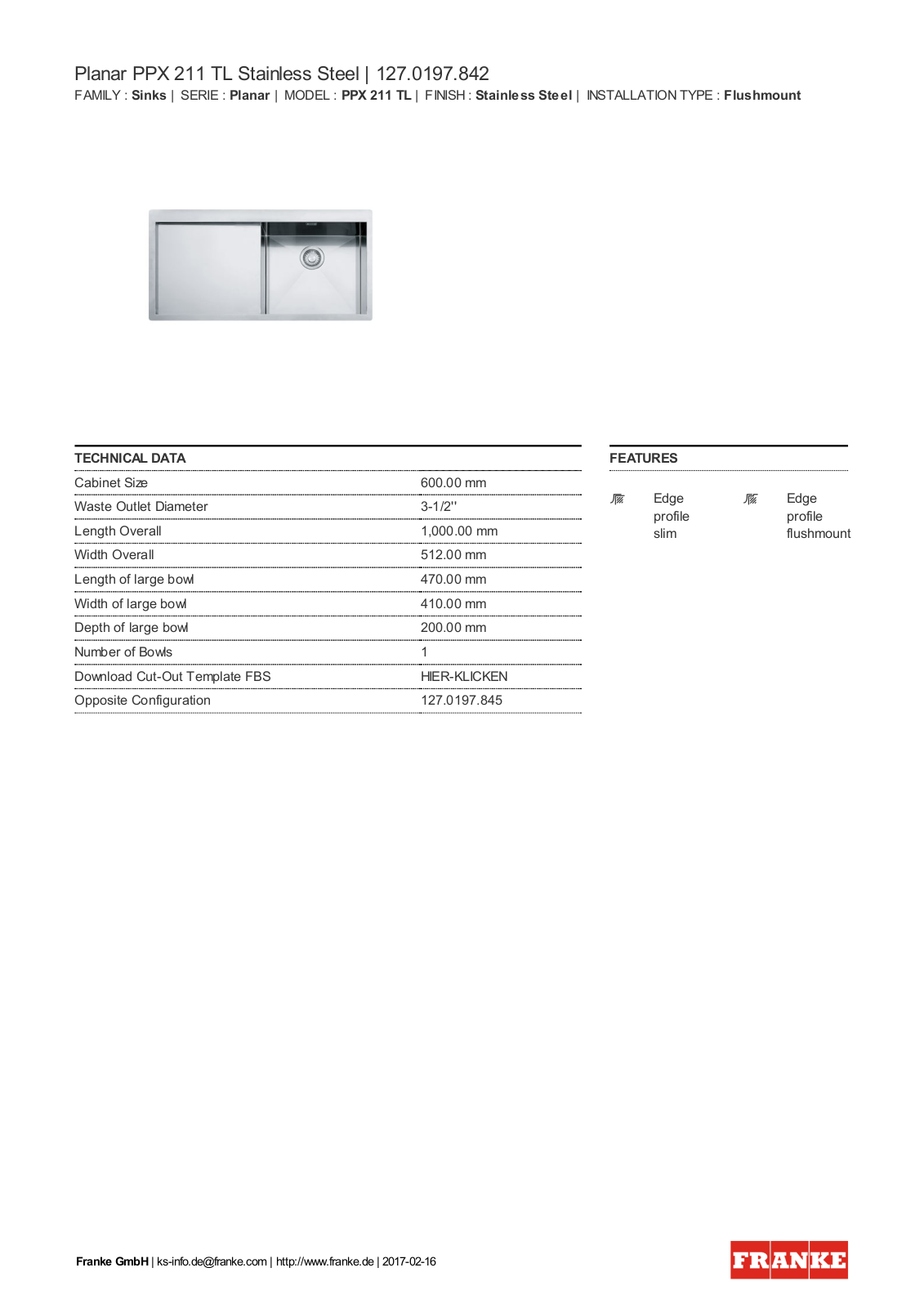 Franke 127.0197.842 Service Manual