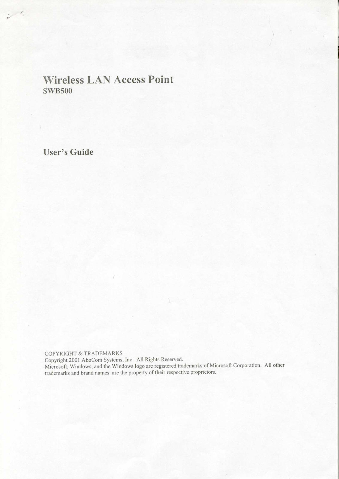 Abocom Systems SWB500 User Manual