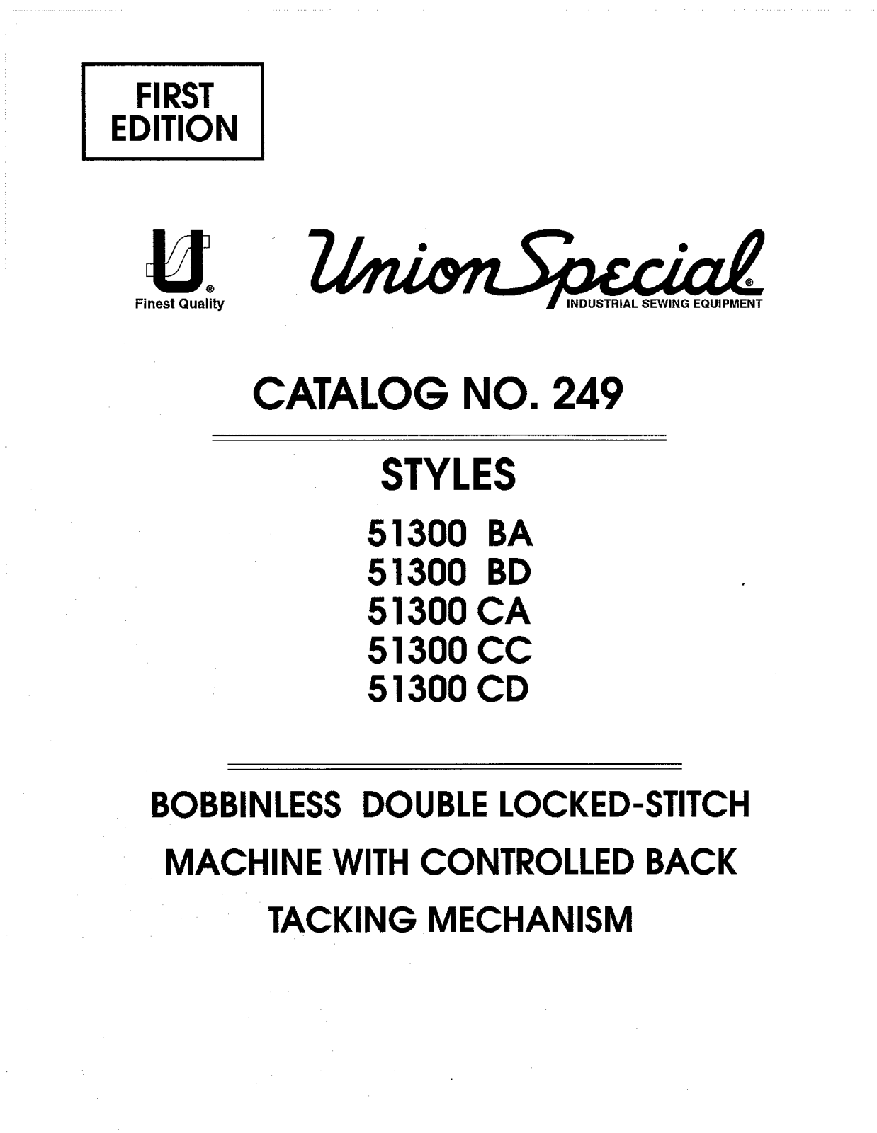 Union Special 51300BA, 51300BD, 51300CA, 51300CC, 51300CD Parts List