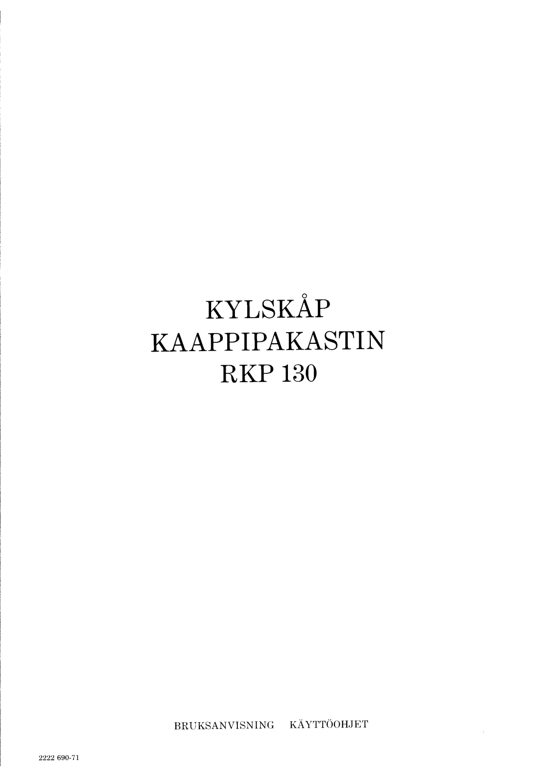 Rosenlew RKP130 User Manual