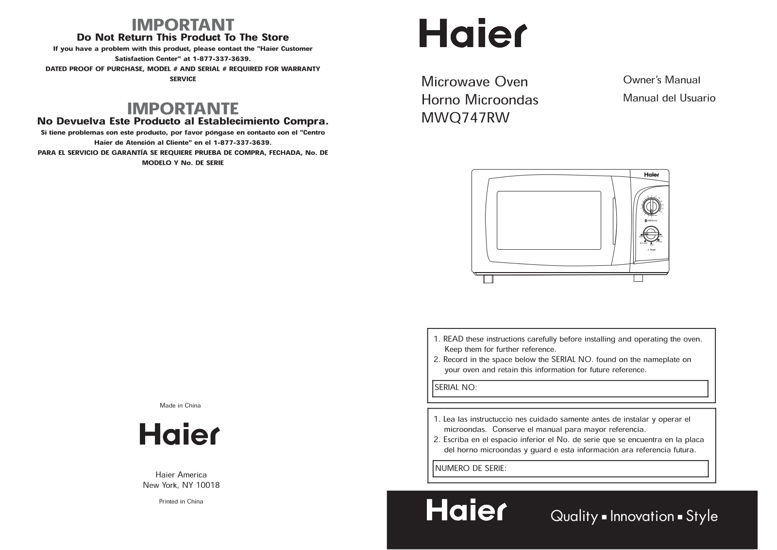 Haier UA-0770M User Manual