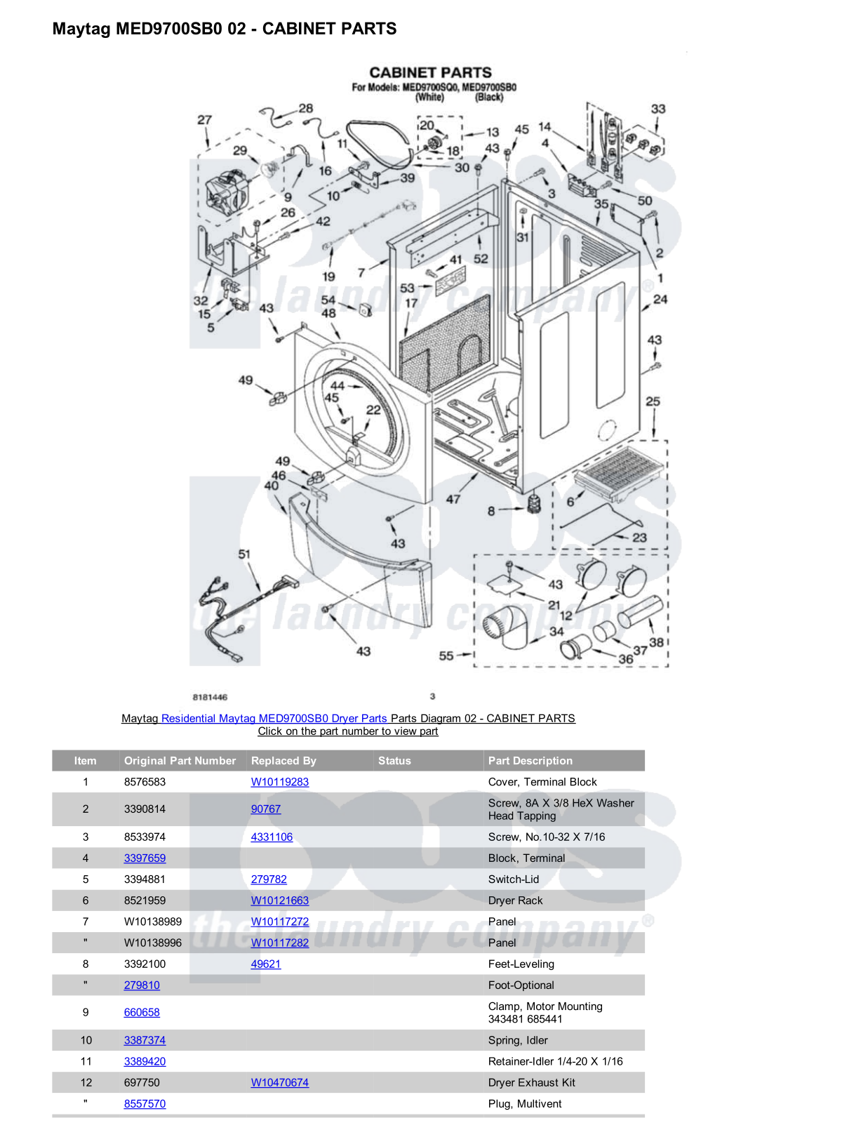 Maytag MED9700SB0 Parts Diagram