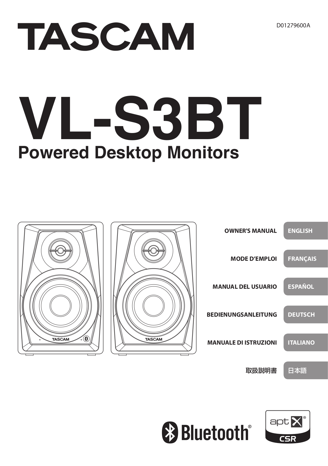 Tascam VL-S3 BT User manual