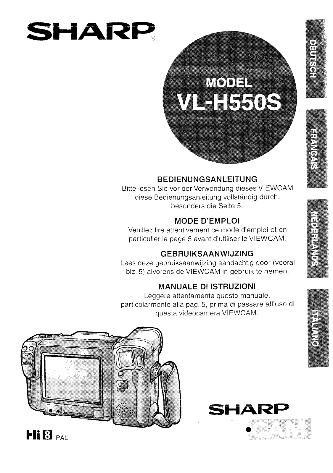 Sharp VL-H550S User Manual