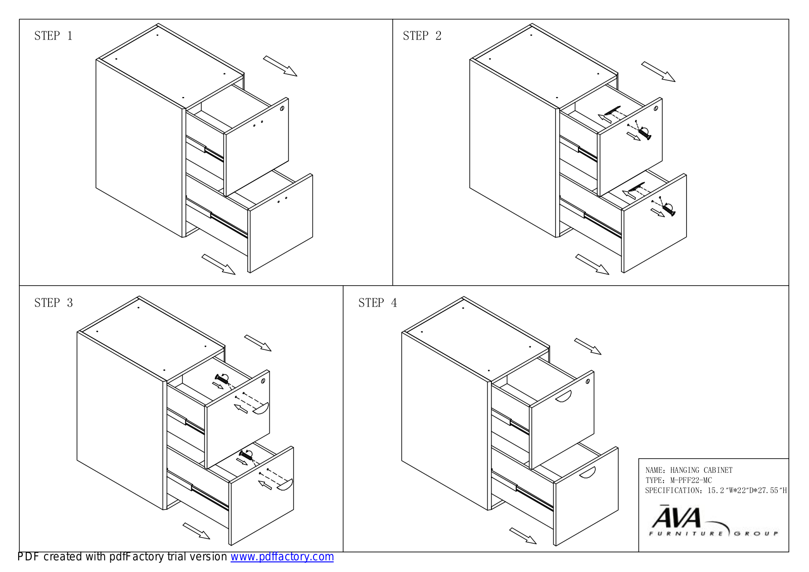 Mayline MPFF28MC, MPFF28ESP, MPFF22MC, MPFF22ESP Assembly Guide