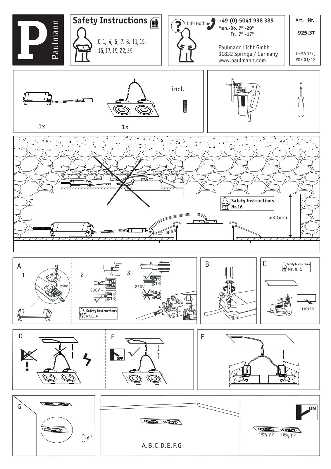 Paulmann 92537 Safety instructions - ManualMachine.com