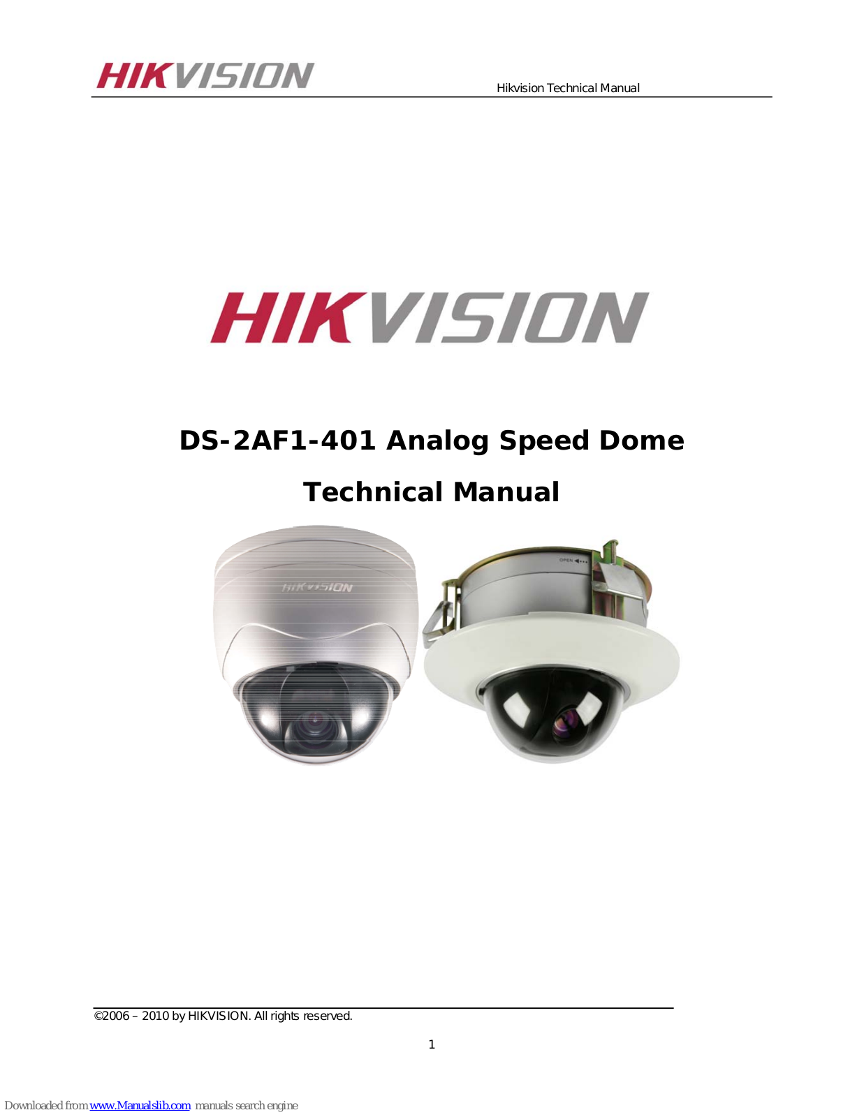 HIKVISION DS-2AF1-401 Technical Manual