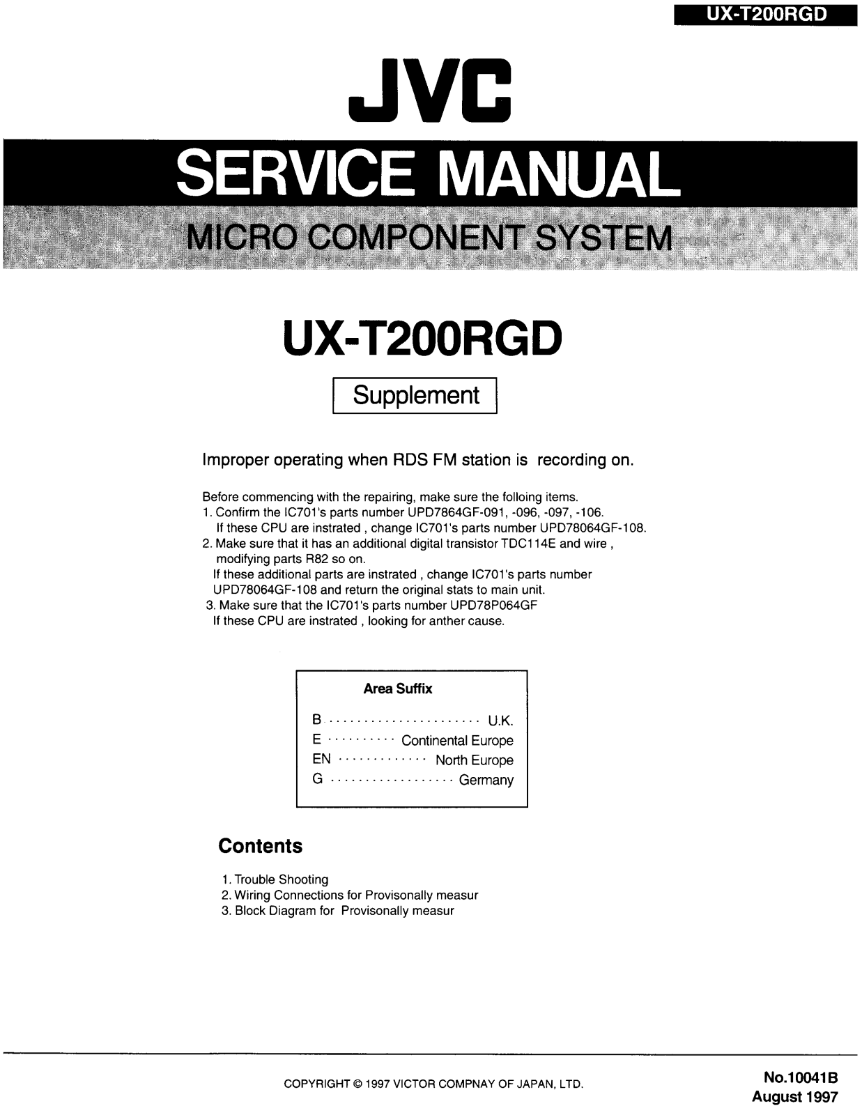 JVC UX-T200RGD Service Manual