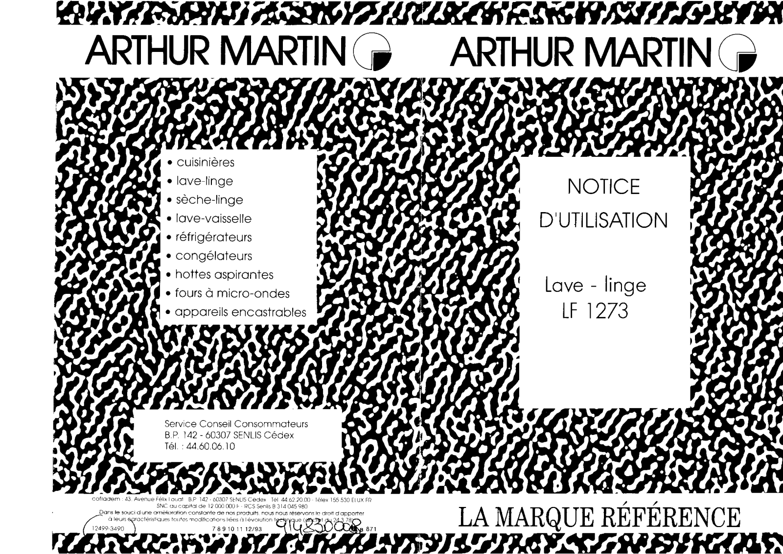 Arthur martin LF1273 User Manual