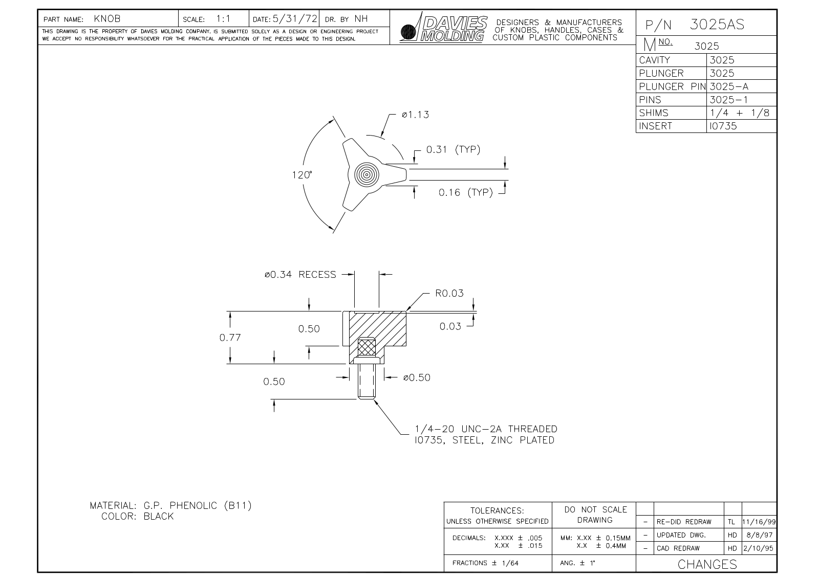 Davies Molding 3025AS Reference Drawing