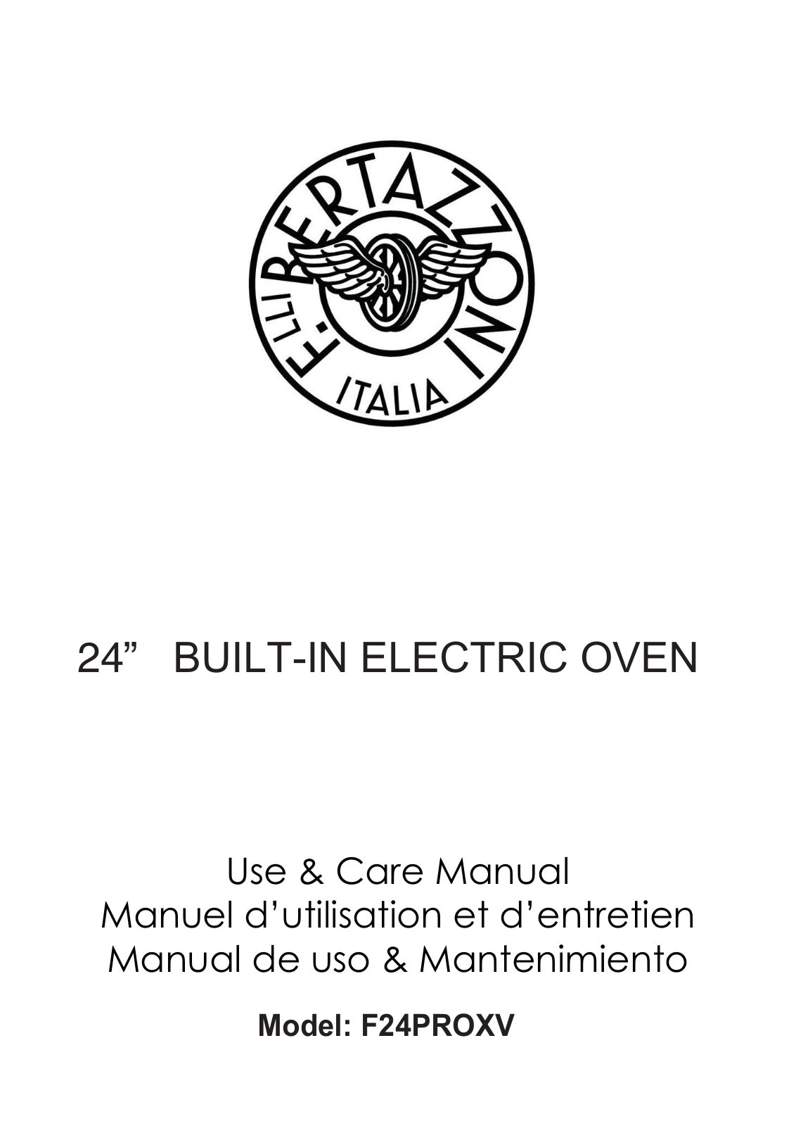 Bertazzoni F24PROXV User Manual