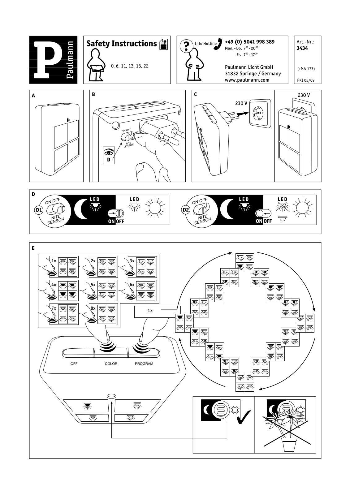 Paulmann 3434 Safety instructions