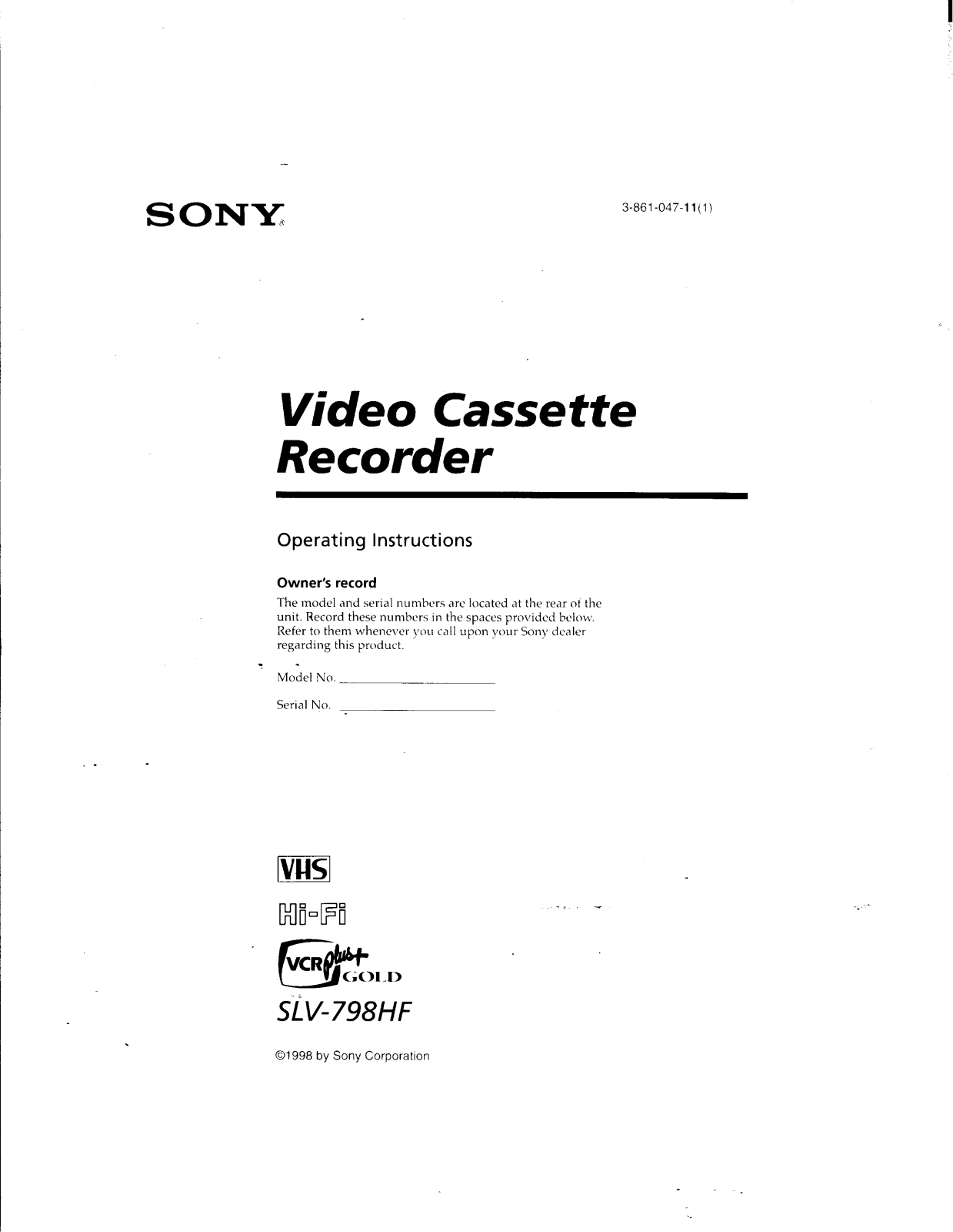 Sony SLV-798HF User Manual