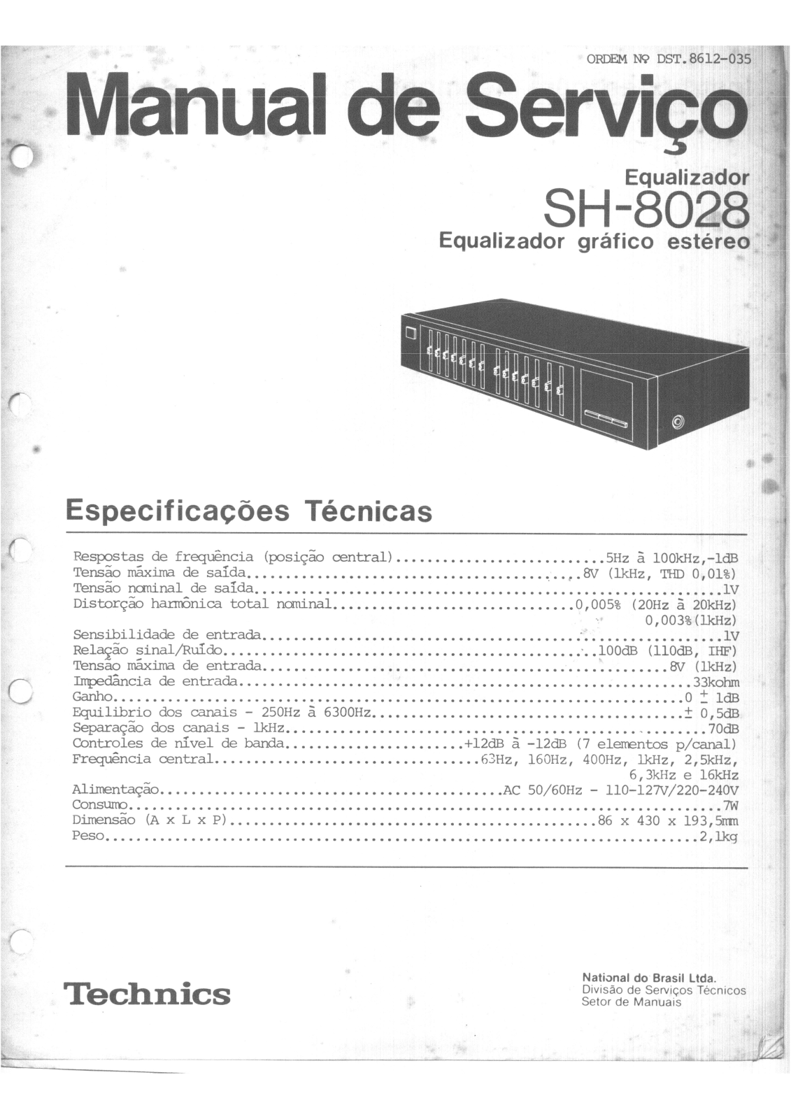 Technics SH-8028 Service manual