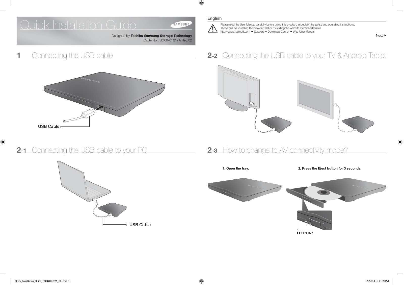 Samsung BG68-01912A Quick Installation Guide