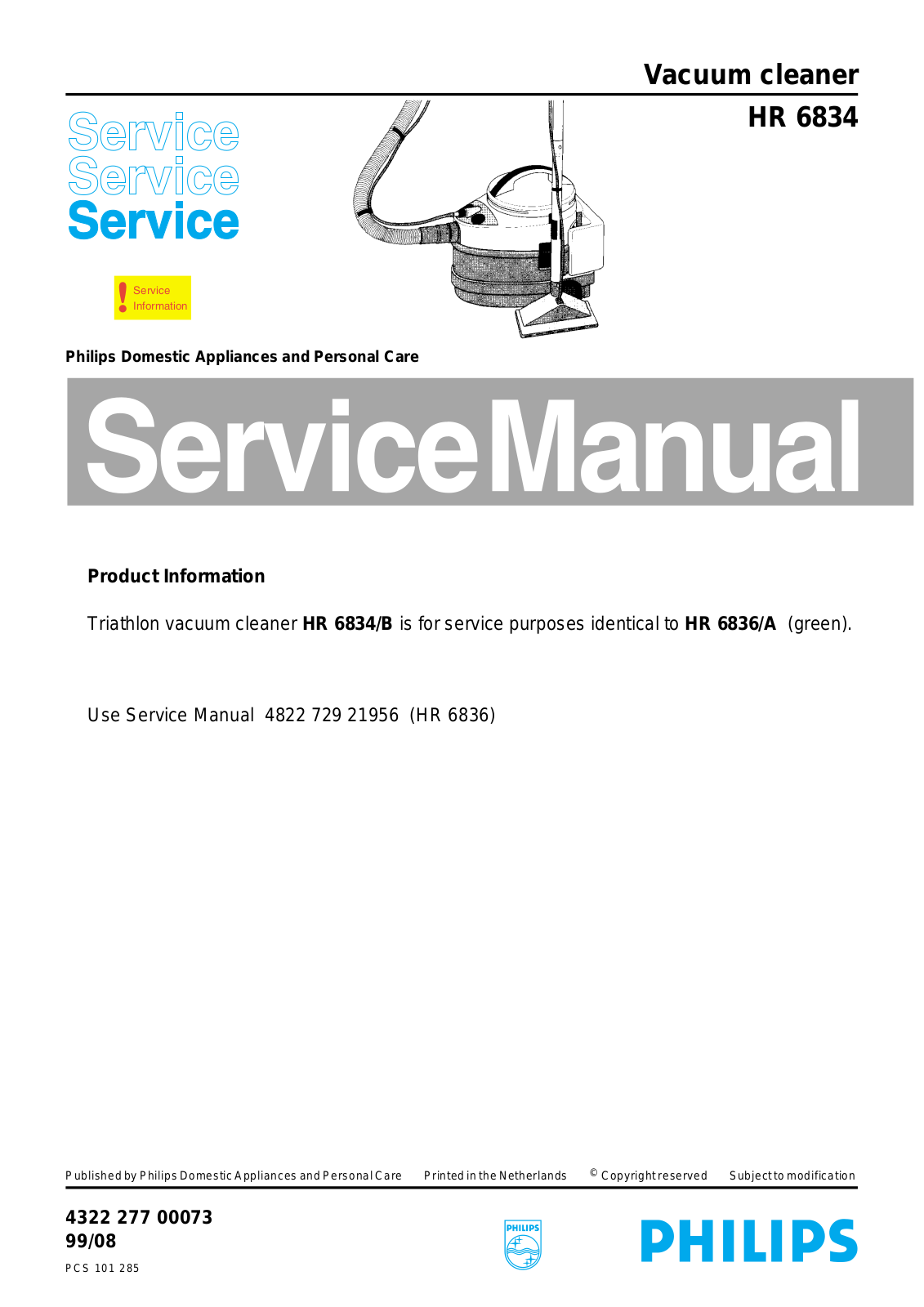 Philips HR 6834 Service Manual