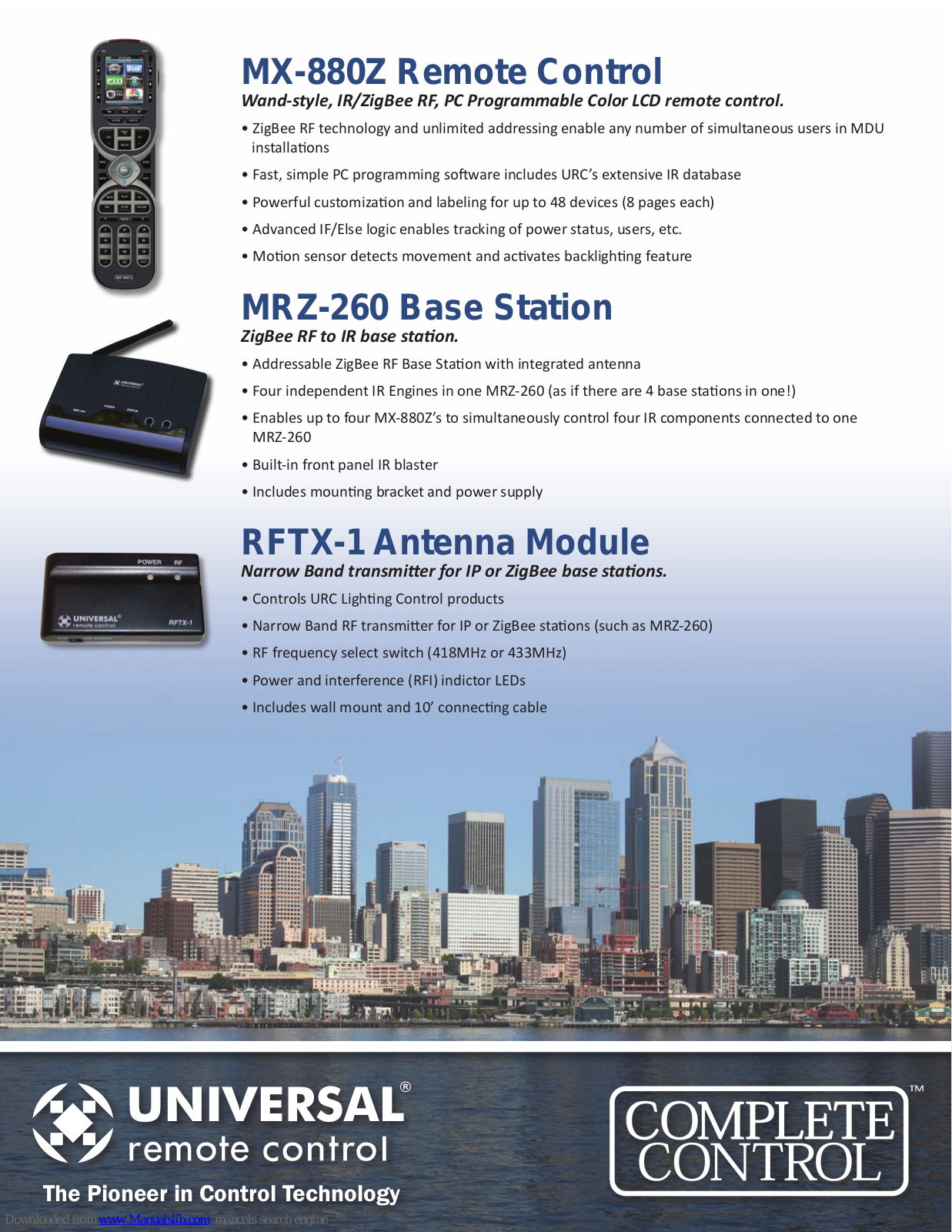 Universal Remote Control MRZ-260 - AUTRE, MX-880Z, RFTX-1 Brochure