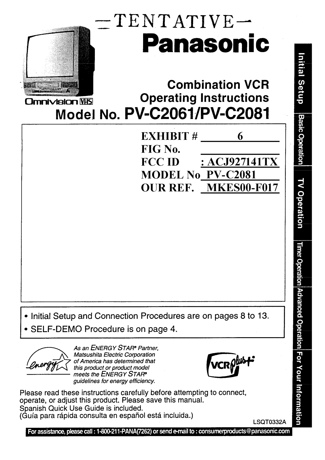 Panasonic 927141TX User Manual