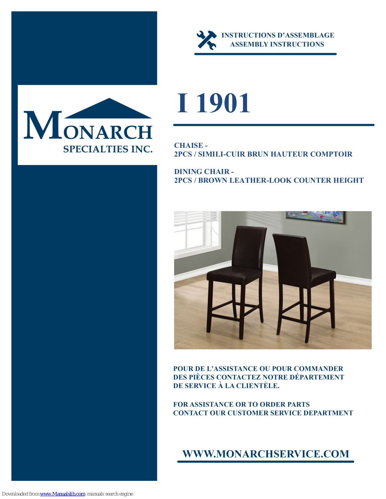 Monarch Specialties I 1901 Assembly Instructions Manual