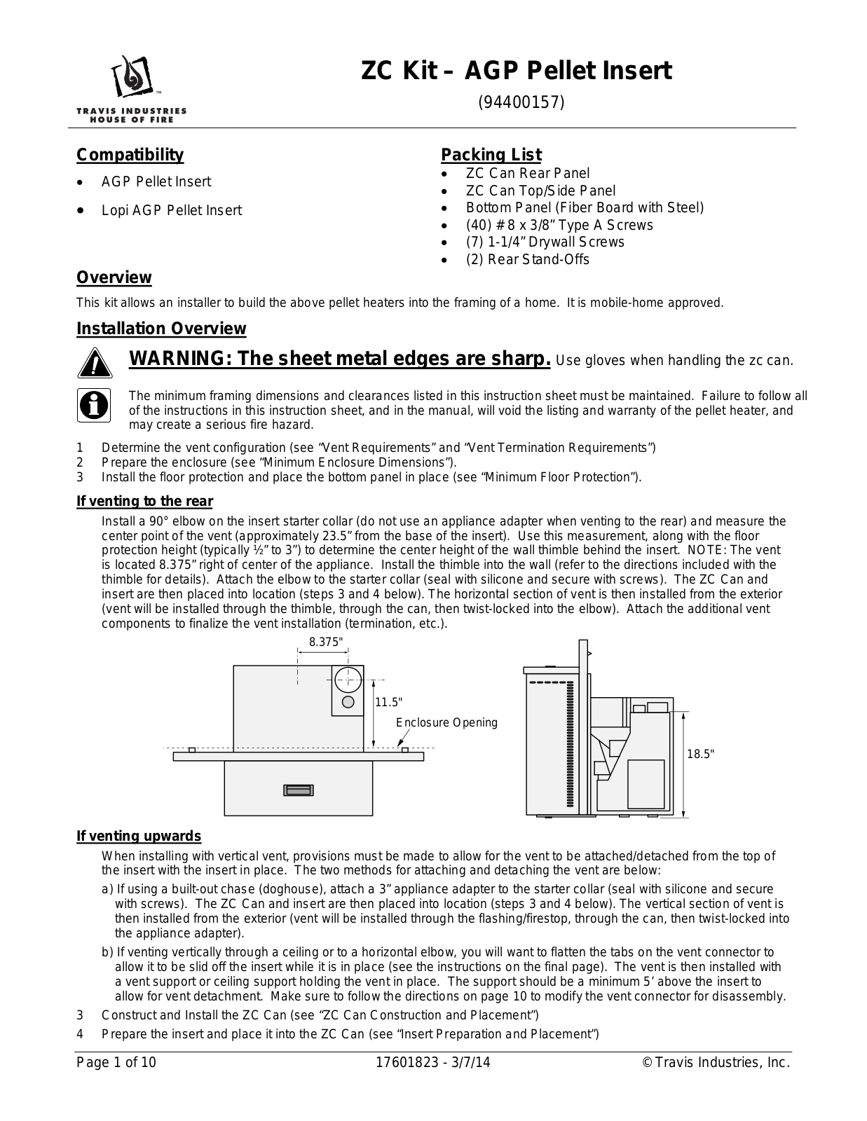 Avalon Firestyles AGP Pellet Insert User Manual