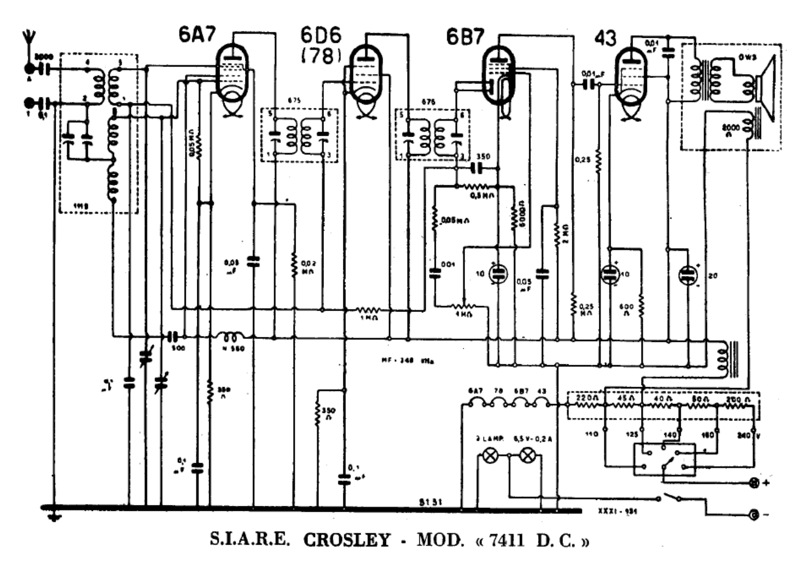 Siare Crosley 7411dc schematic