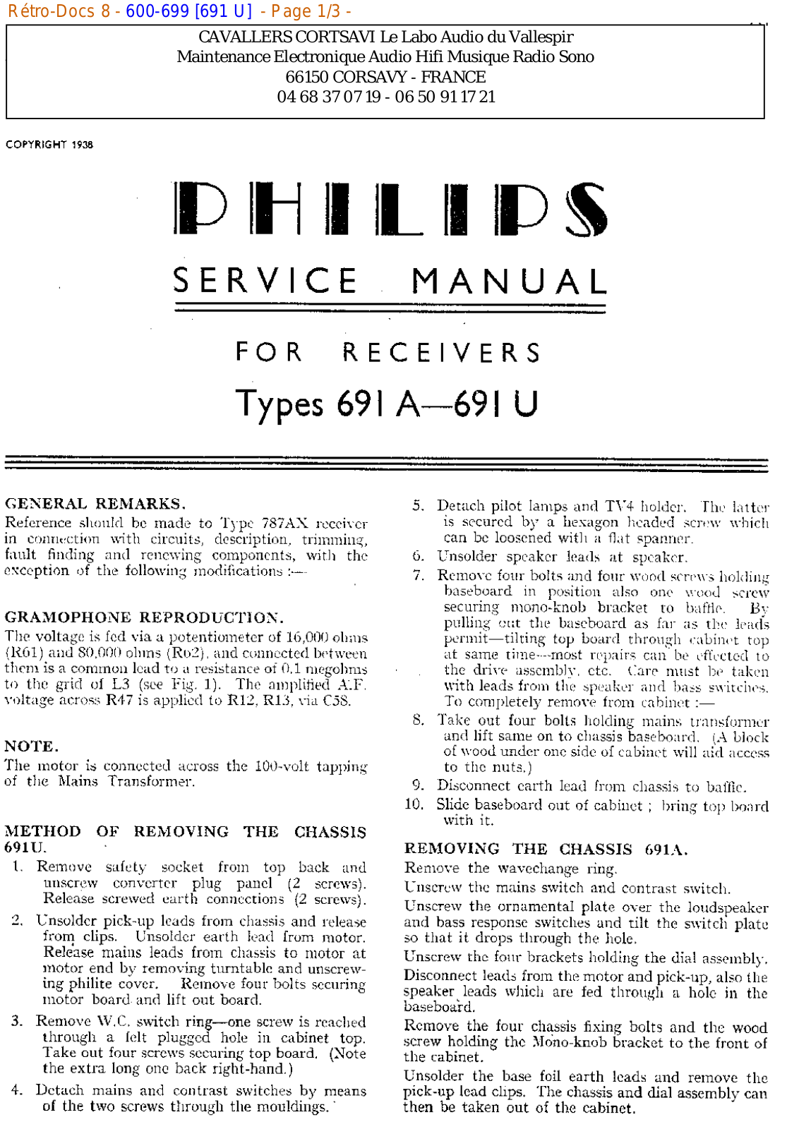 Philips 691 u Datasheet - ManualMachine.com