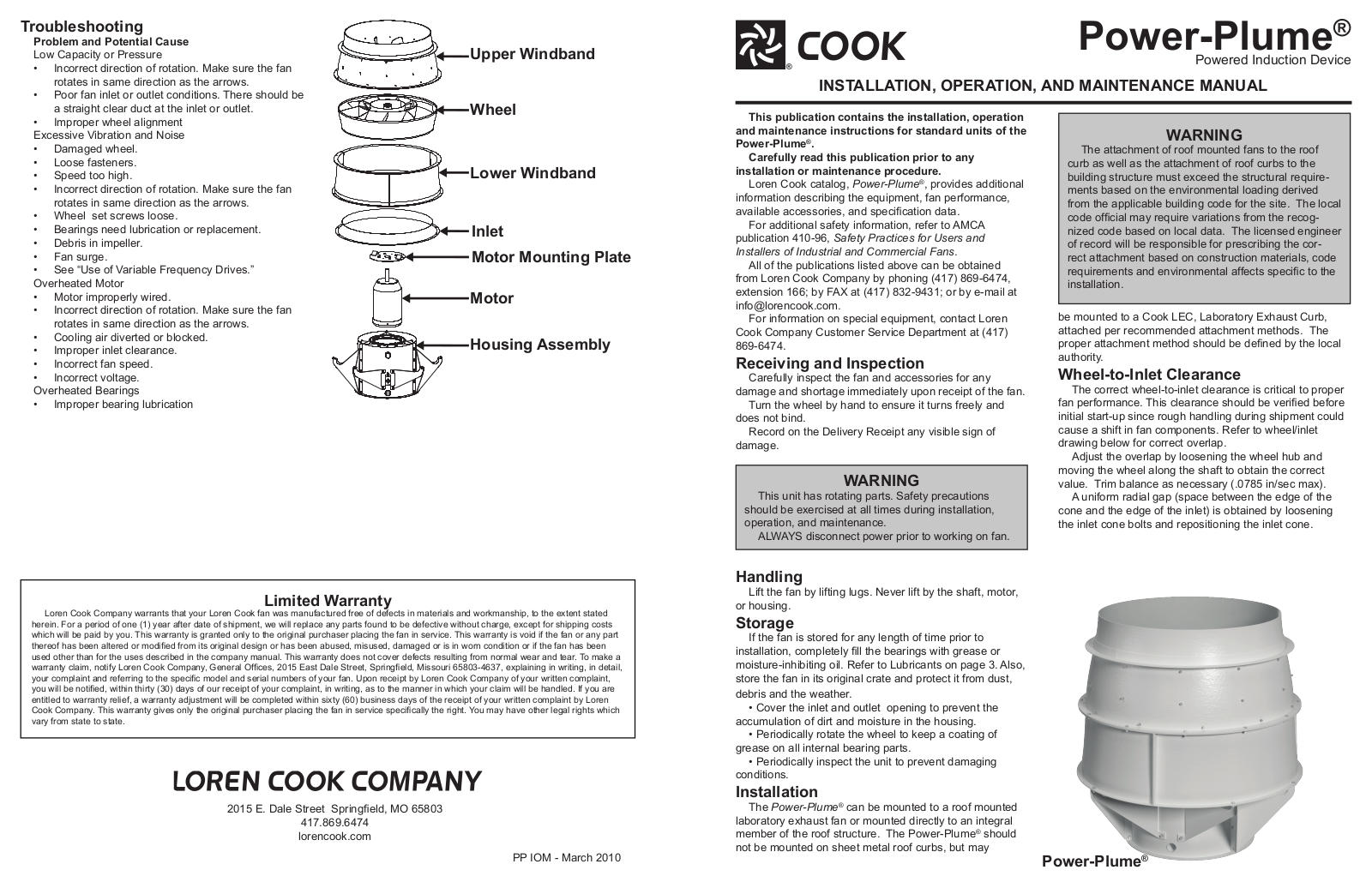 Loren Cook Power-Plume Installation  Manual