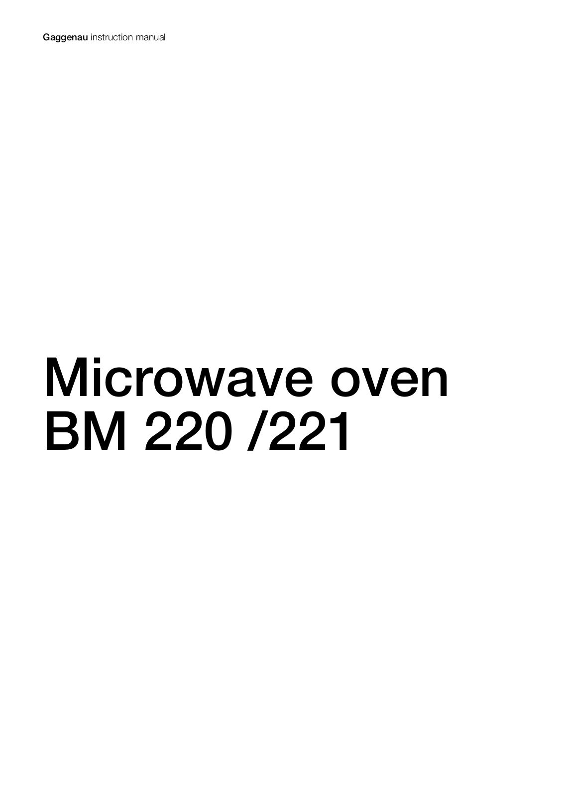 Gaggenau BM 221, BM 220 User Manual