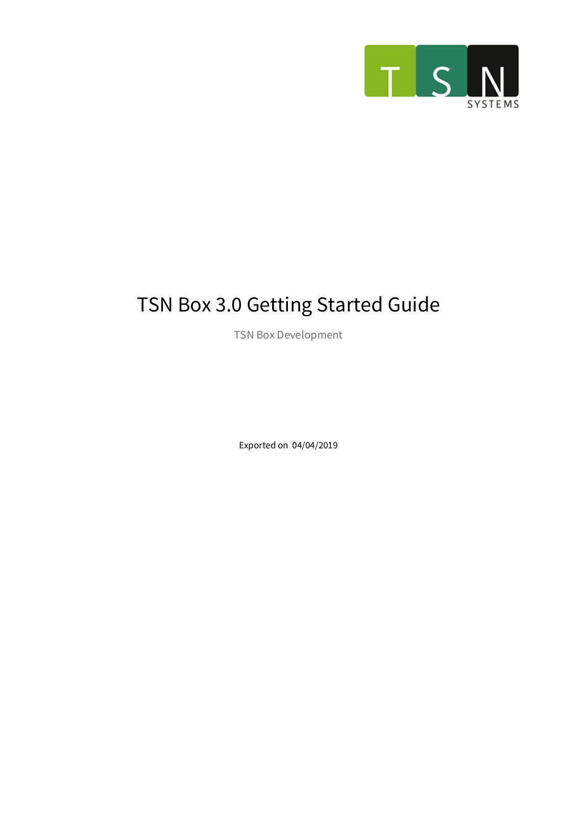 TSN Systems Box 3.0 Getting Started Manual - ManualMachine.com