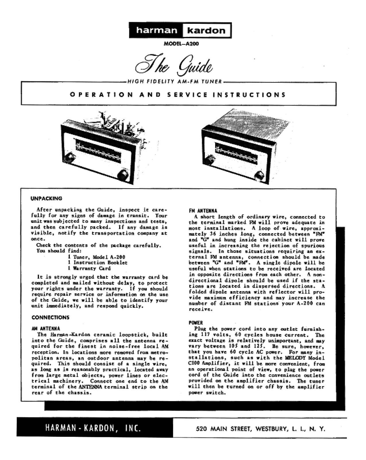 Harman Kardon A-200 Service manual