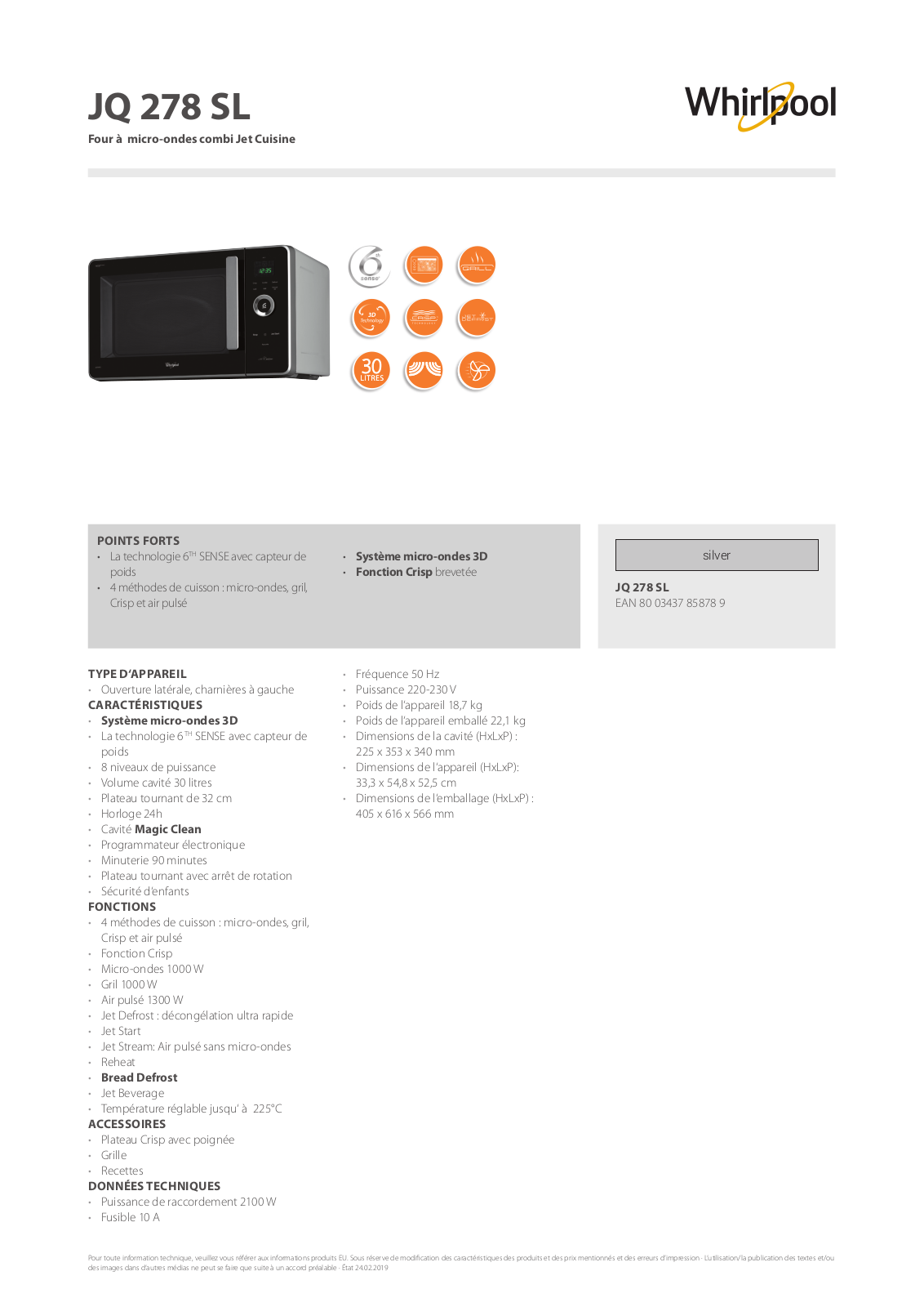 Whirlpool JQ 278 SL Product information